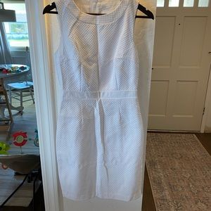 White Trina Turk shift dress. Perfect for brides!